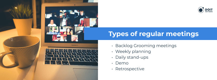 remote development team types of regular meetings